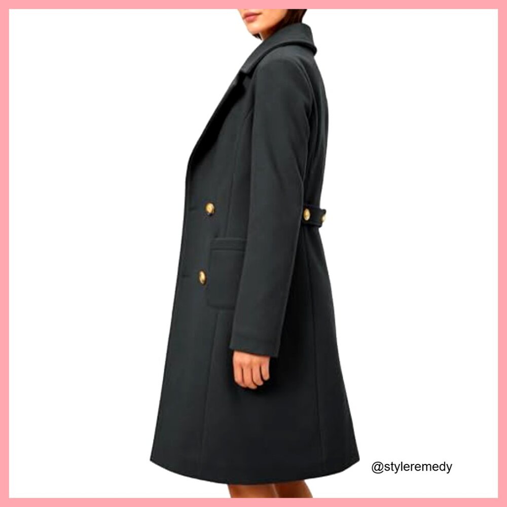 Double-Breasted Long Overcoat, Polyester Trench C… - image 3